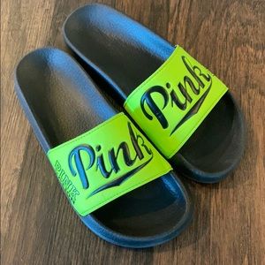 Lime green “Pink” slides